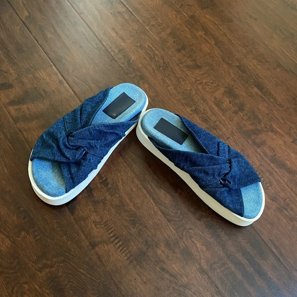 MSGM Blue Cloth Slide Sandals European Model Size 9 (EU 39)